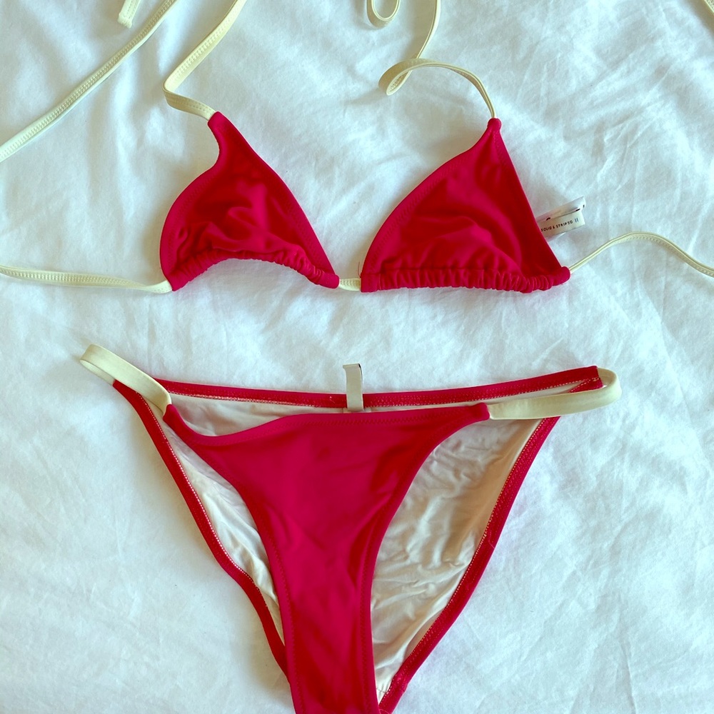 Solid and striped bikini